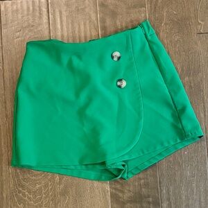 Vibrant Green Buttoned Skort Love Tree Small